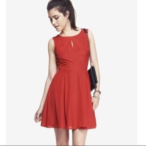 Express pleated keyhole fit and flare dress